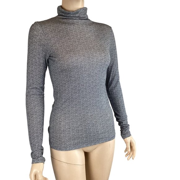 Club Monaco Turtleneck Top Size Medium Julie Houndstooth‎ Womens Wool Blend Gray - Picture 3 of 7